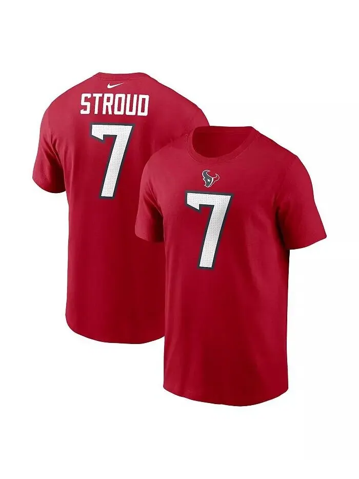 Мужская футболка CJ Stroud Red Houston Texans с именем и номером игрока Nike — изображение 1 из 3