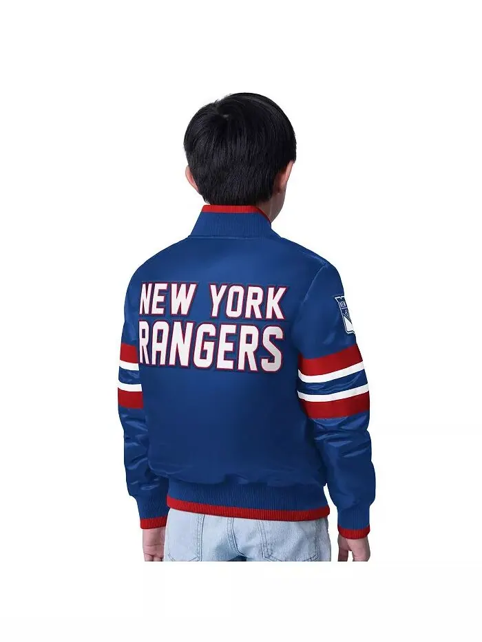 Куртка New York Rangers Scout 1 для больших мальчиков и девочек, сине-красная, на кнопках — изображение 2 из 2