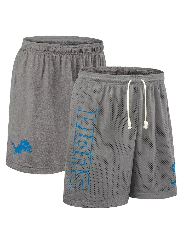 Мужские серые реверсивные шорты Detroit Lions для тренировок Nike