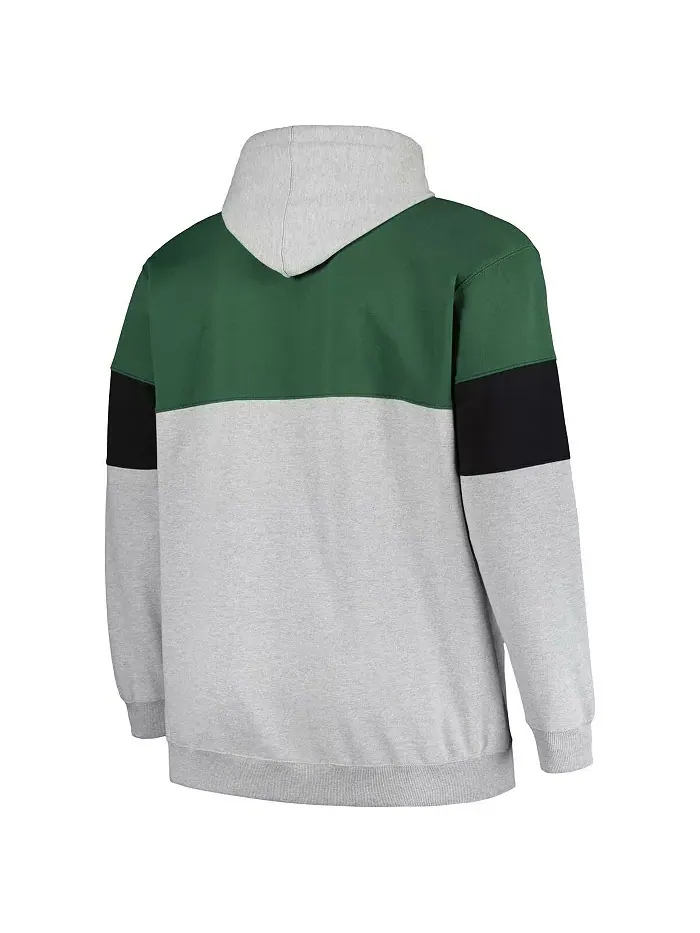 Мужская толстовка с капюшоном Milwaukee Bucks большого и высокого размера в цвете Hunter Green и — изображение 3 из 3
