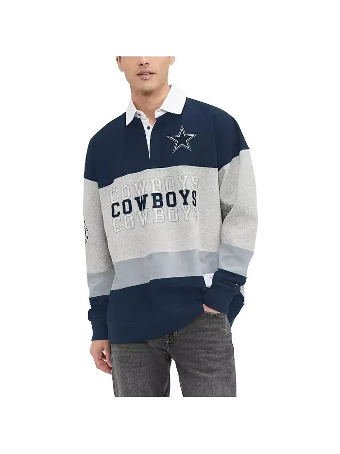 Мужская оверсайз рубашка-поло с длинным рукавом Dallas Cowboys Connor в цветах хизер серый и — изображение 4 из 4