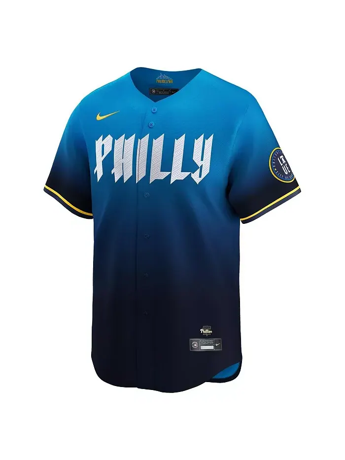 Мужская ограниченная игровая футболка Bryce Harper Philadelphia Phillies City Connect в синем цвете — изображение 2 из 3