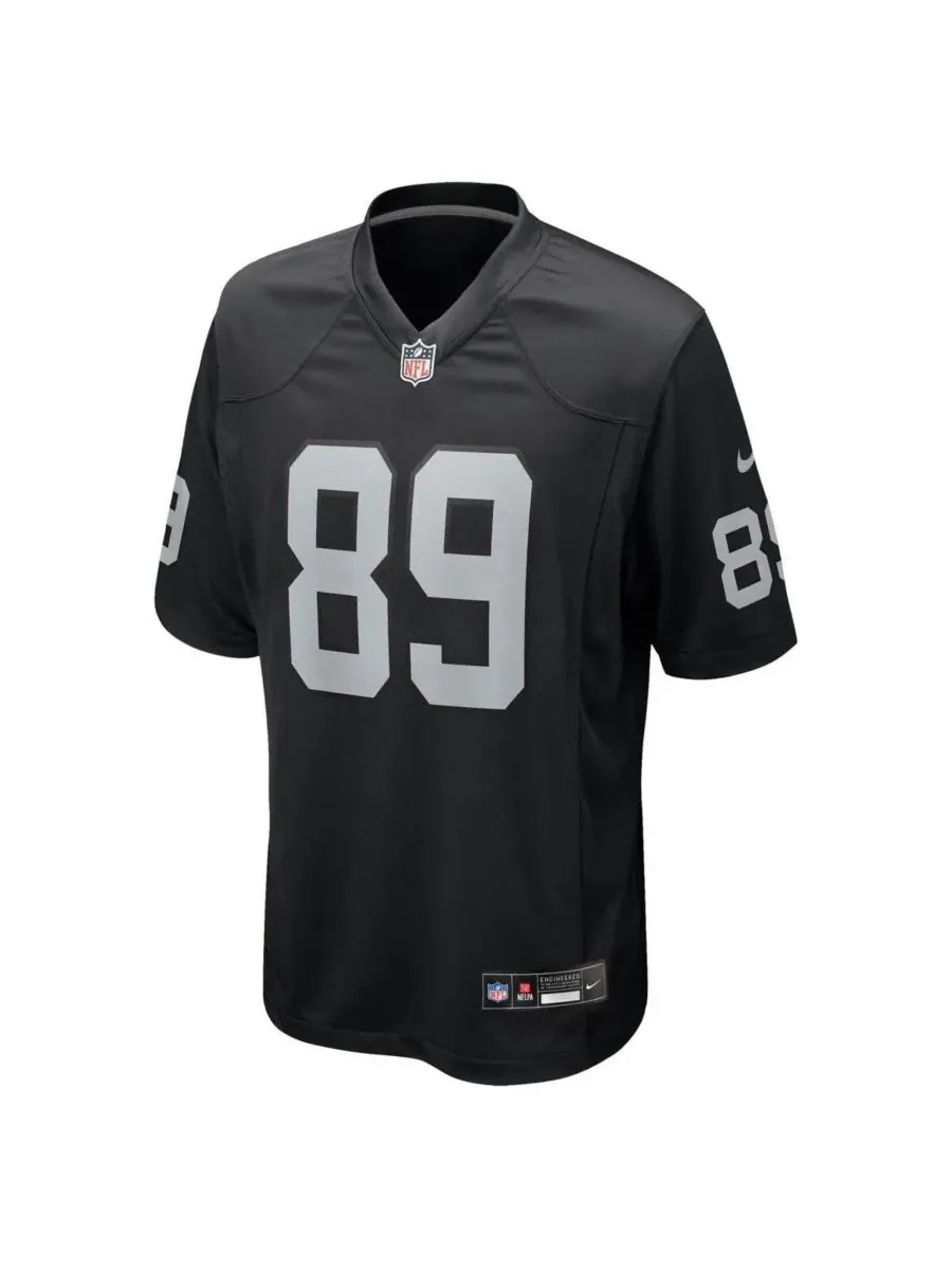 Nike Большая детская и девичья черная игровая футболка команды Las Vegas Raiders имени Брока Боуэрса — изображение 2 из 3