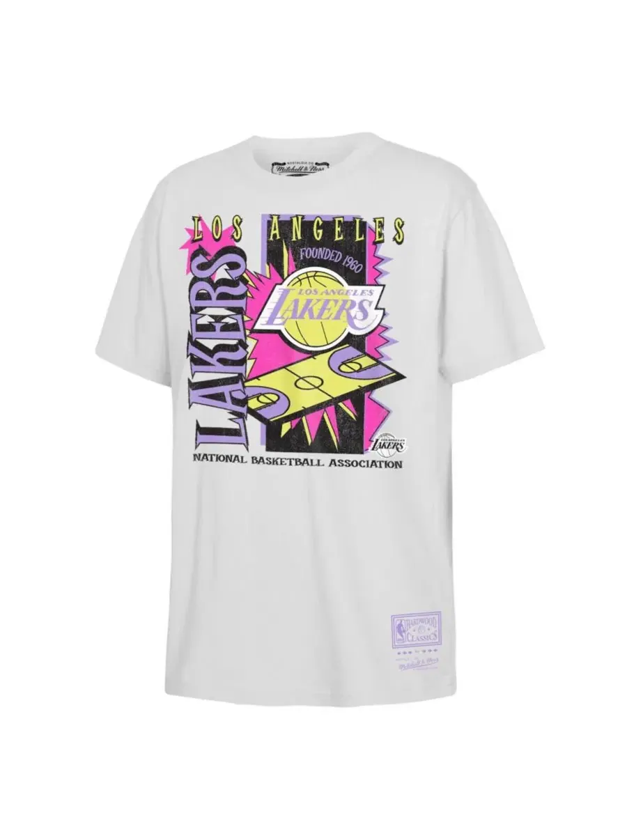 Футболка с принтом Neon Court Shock Mitchell & Ness — изображение 1 из 1, белый