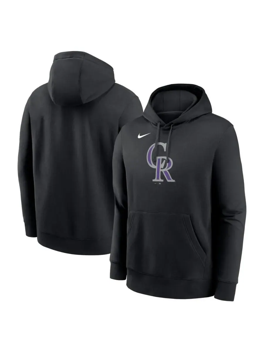 Nike Мужская черная флисовая толстовка с капюшоном и логотипом команды Colorado Rockies — изображение 1 из 3, черный
