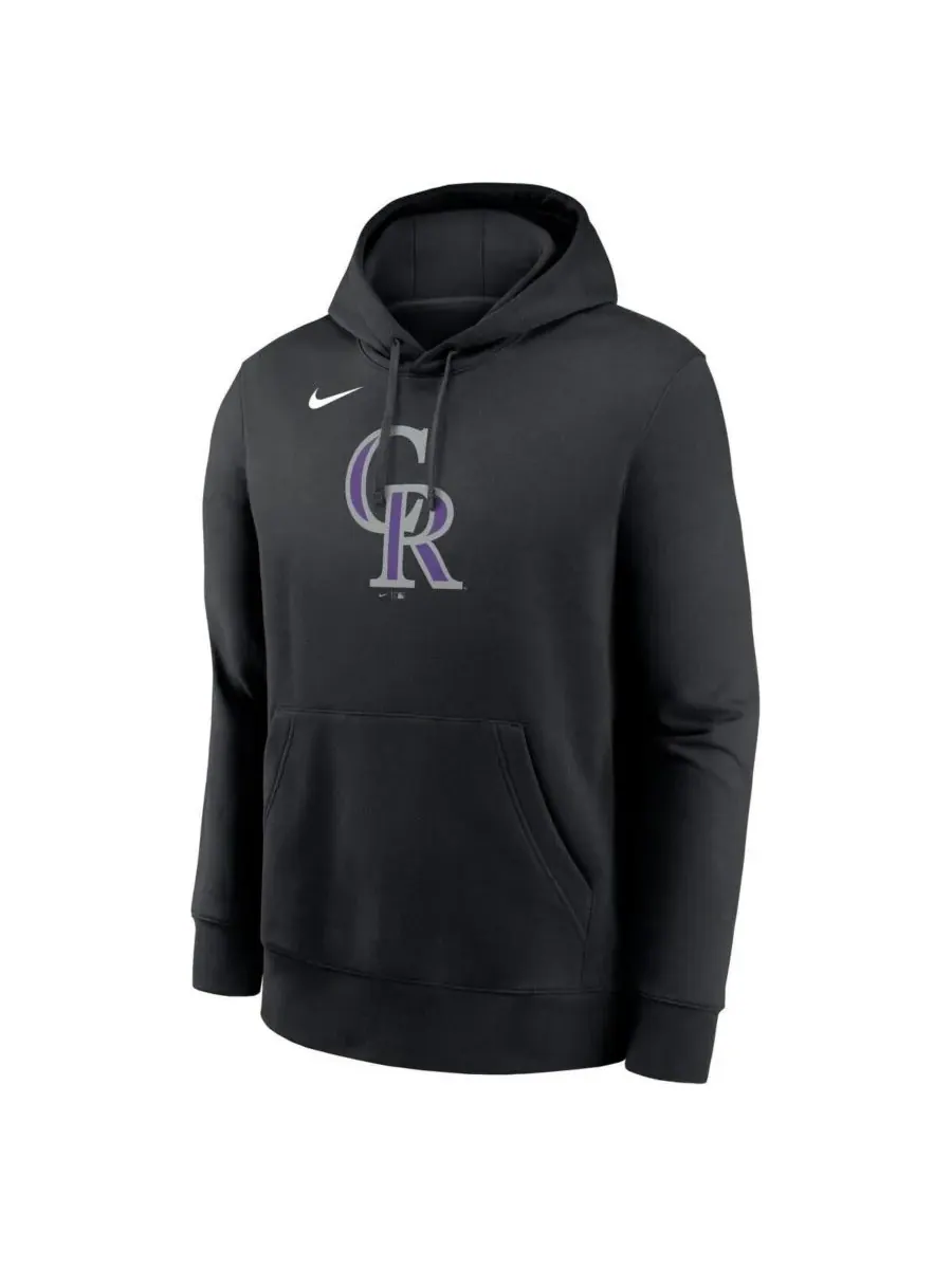 Nike Мужская черная флисовая толстовка с капюшоном и логотипом команды Colorado Rockies — изображение 2 из 3, черный