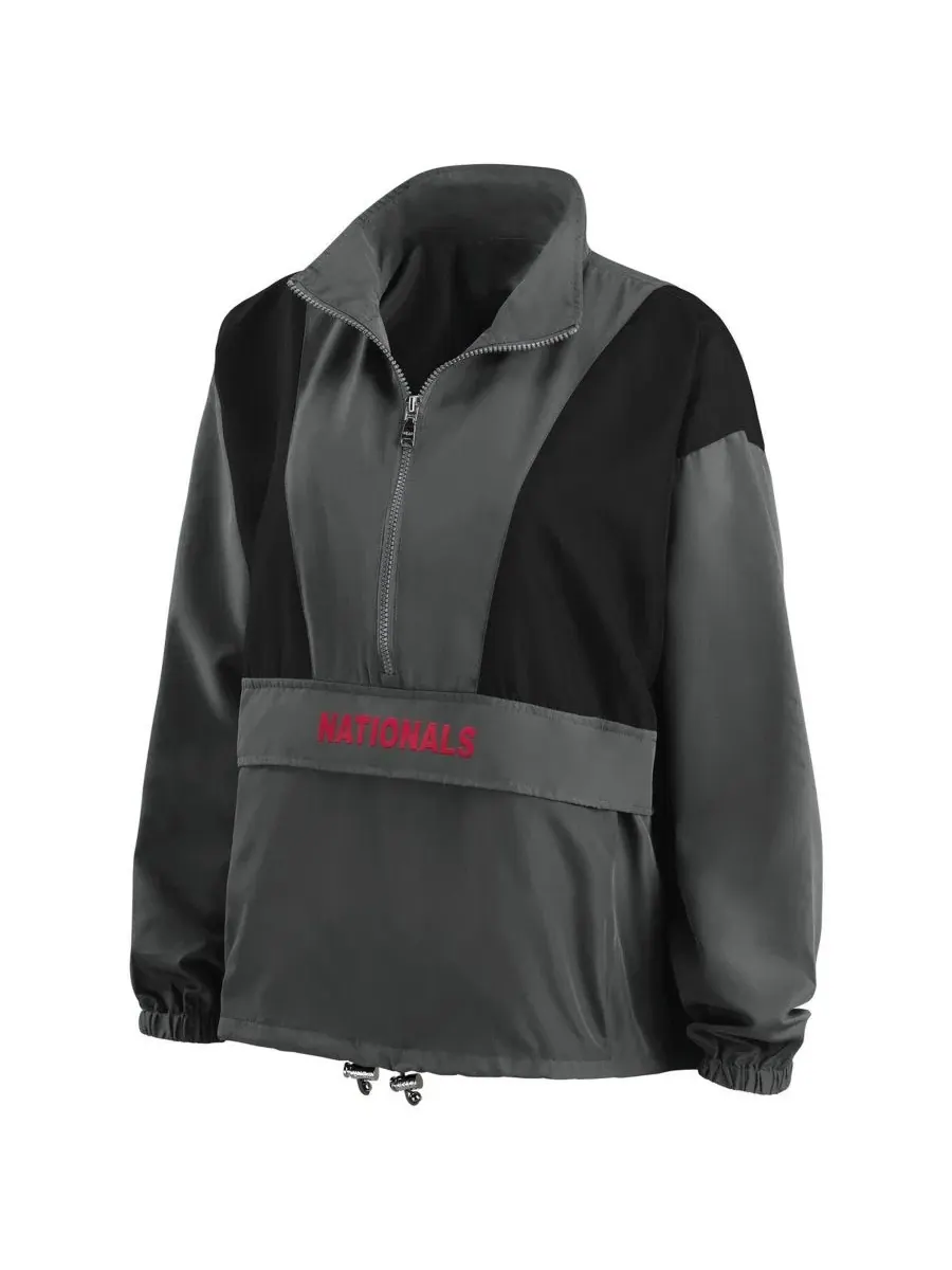 Женская куртка-полузамок с капюшоном Charcoal Washington Nationals WEAR by Erin Andrews — изображение 2 из 3, темно-серый