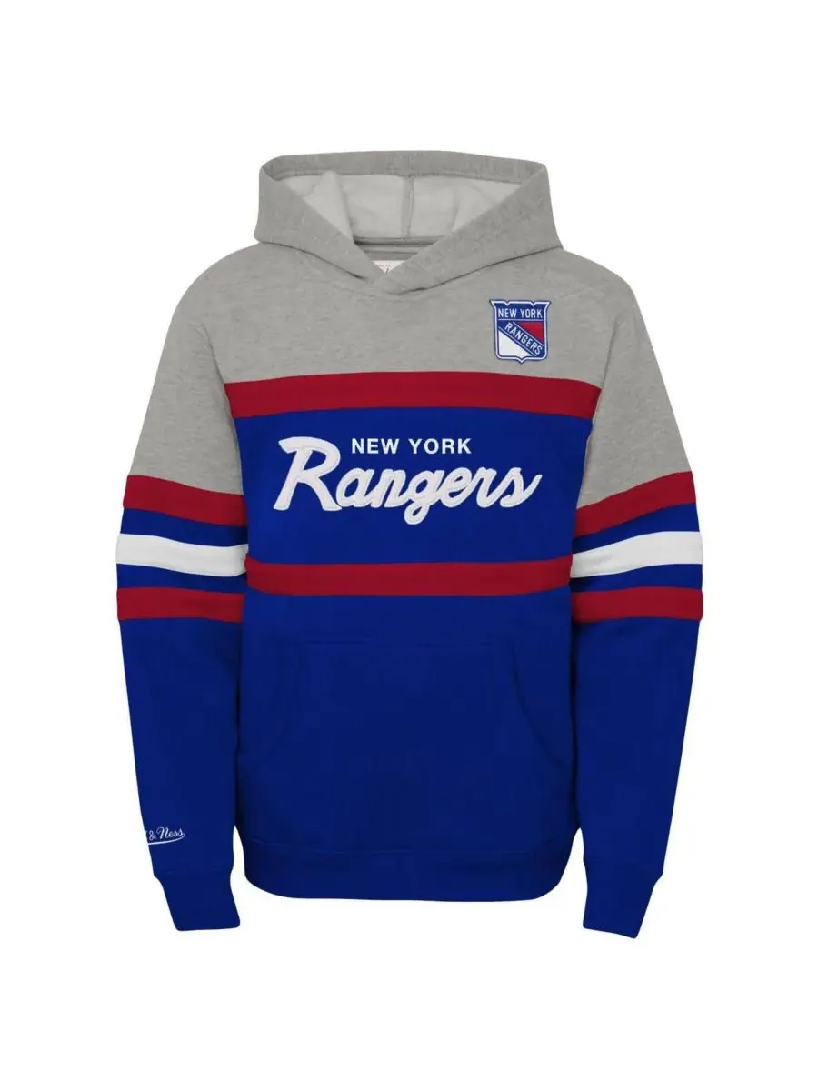 Толстовка с капюшоном Big Boys New York Rangers Head Coach Pullover Hoodie Mitchell & Ness — изображение 2 из 3, синий