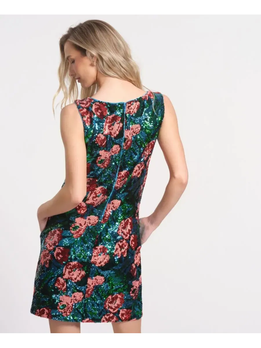 Платье-мини с принтом, без рукавов Isaac Mizrahi, Poppy Sequin — изображение 4 из 4