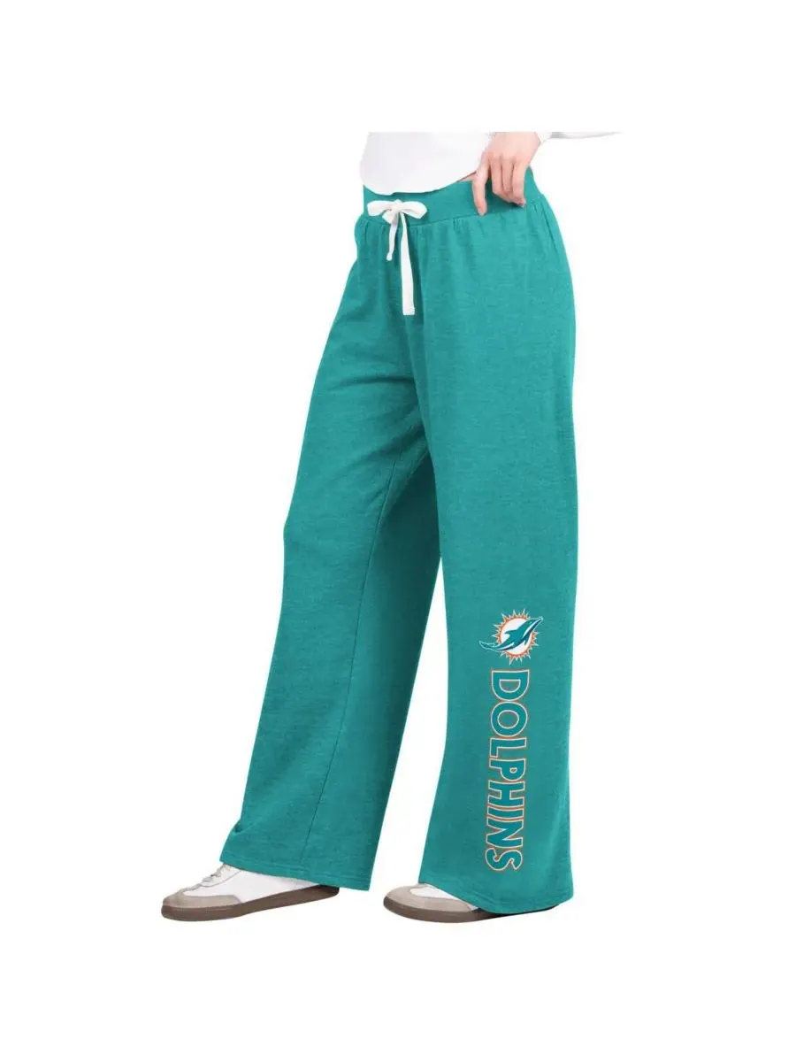 Женские спортивные штаны Aqua Miami Dolphins Field с широкими штанинами G-III 4Her by Carl Banks