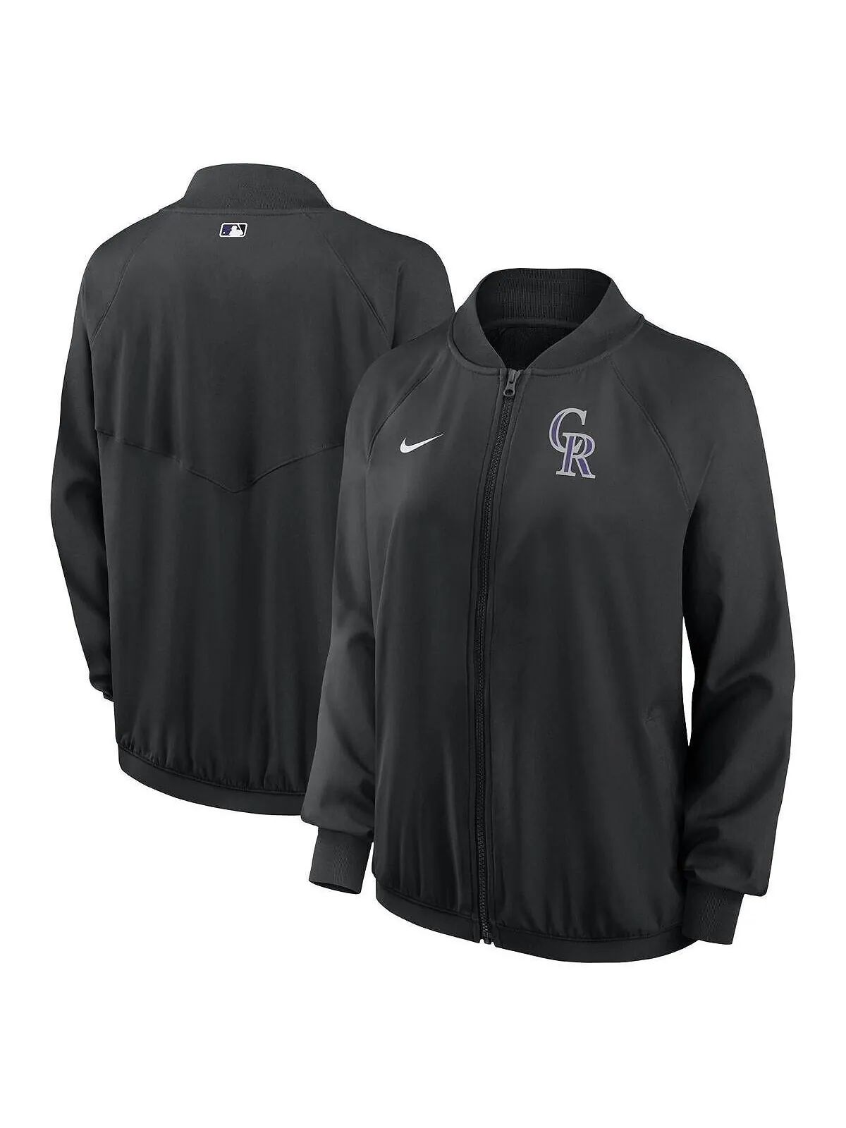 Черная женская куртка с молнией во всю длину Colorado Rockies Authentic Collection Team Raglan