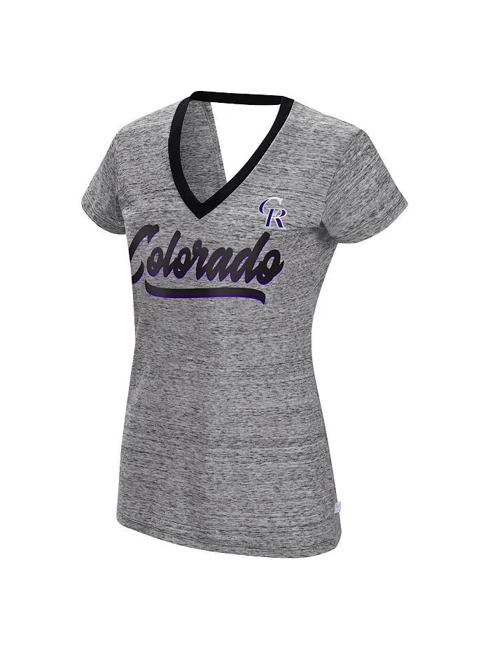Черная женская футболка Colorado Rockies Half Time с запахом сзади и v-образным вырезом Touch — изображение 2 из 3, черный
