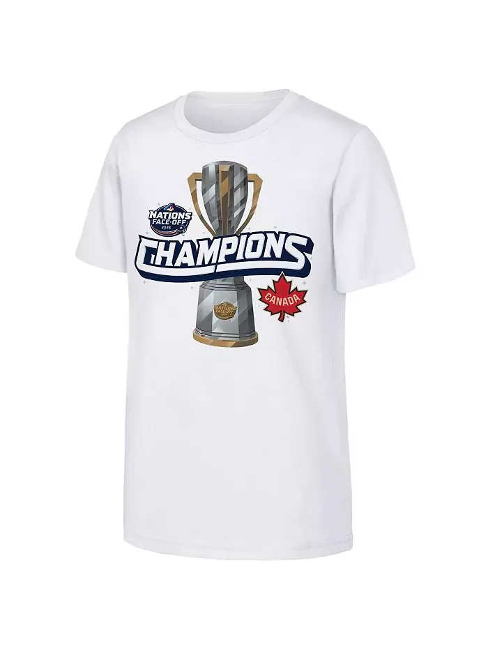 Футболка Big Boys and Girls White Canada 2025 4 Nations Face-Off Champions Outerstuff — изображение 3 из 3