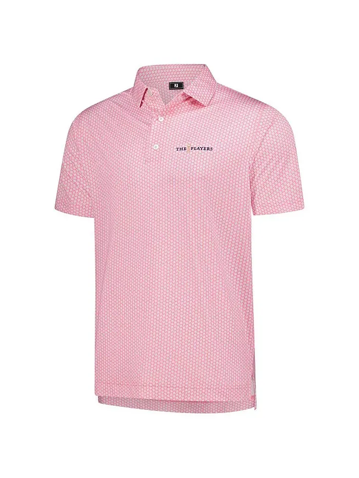 Мужская розовая поло 2025 the PLAYERS ProDry Houndstooth Geo Lisle FootJoy — изображение 3 из 3