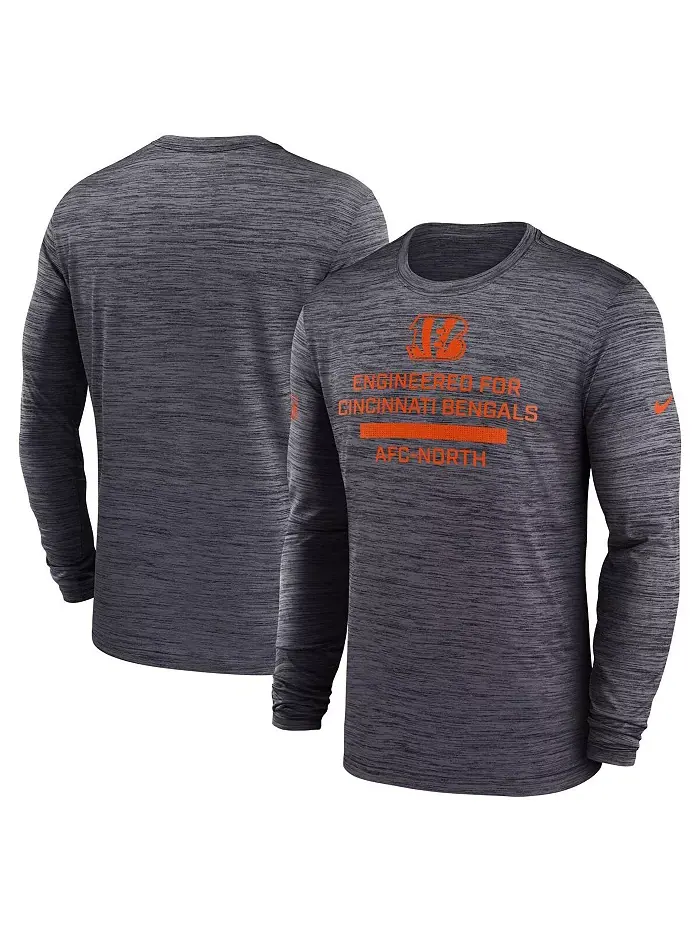 Мужская черная футболка с длинным рукавом Cincinnati Bengals Sideline Velocity Performance Nike