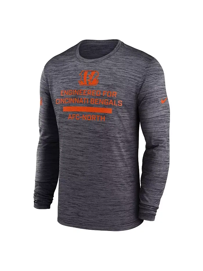 Мужская черная футболка с длинным рукавом Cincinnati Bengals Sideline Velocity Performance Nike — изображение 2 из 3