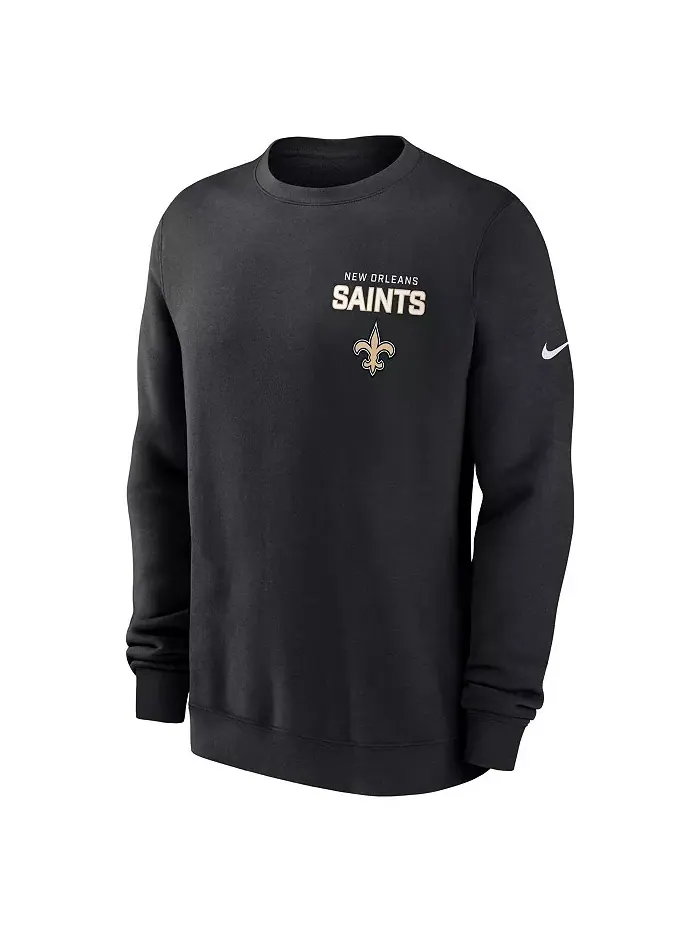 Мужская черная толстовка New Orleans Saints Primetime Club Fleece Pullover Nike — изображение 2 из 3
