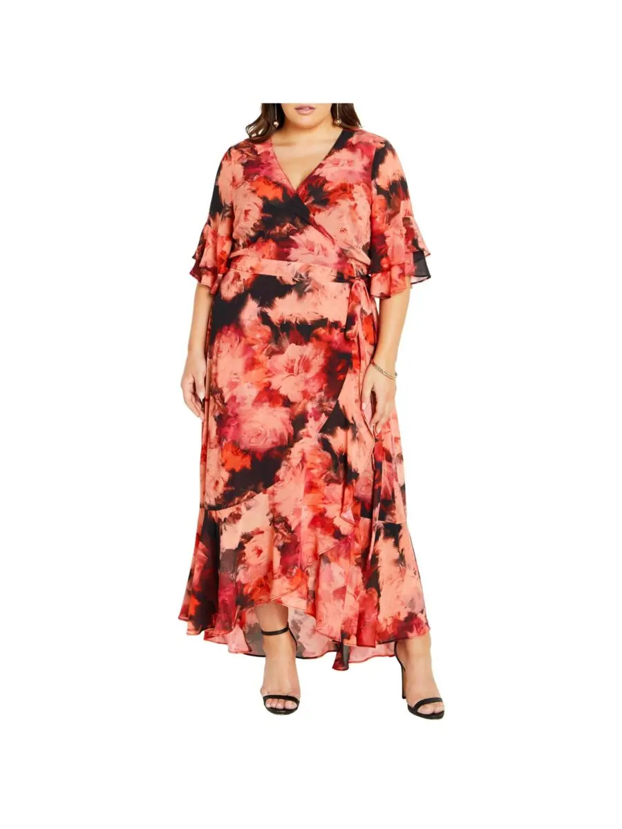 Женское длинное платье Mischa с цветочным принтом и оборками CITY CHIC, Floral l'amour