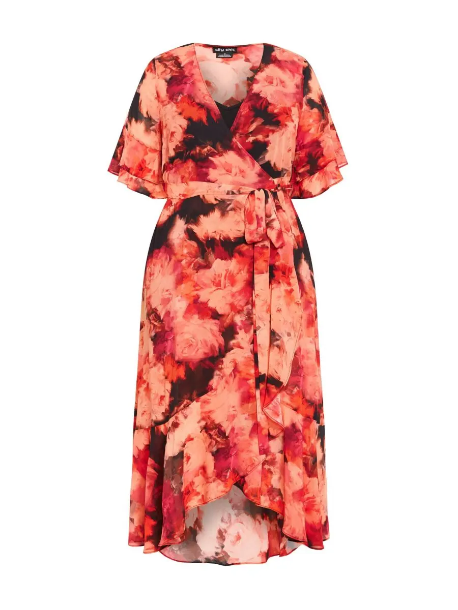 Женское длинное платье Mischa с цветочным принтом и оборками CITY CHIC, Floral l'amour — изображение 3 из 3