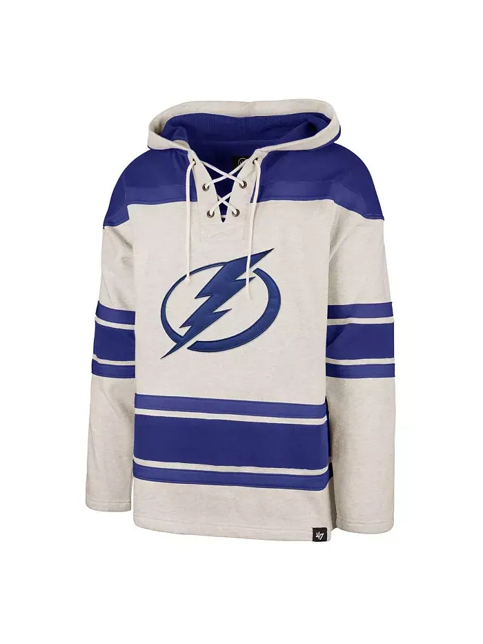 Мужская овсяная толстовка с капюшоном Tampa Bay Lightning Rockaway на шнурках '47 Brand — изображение 2 из 3