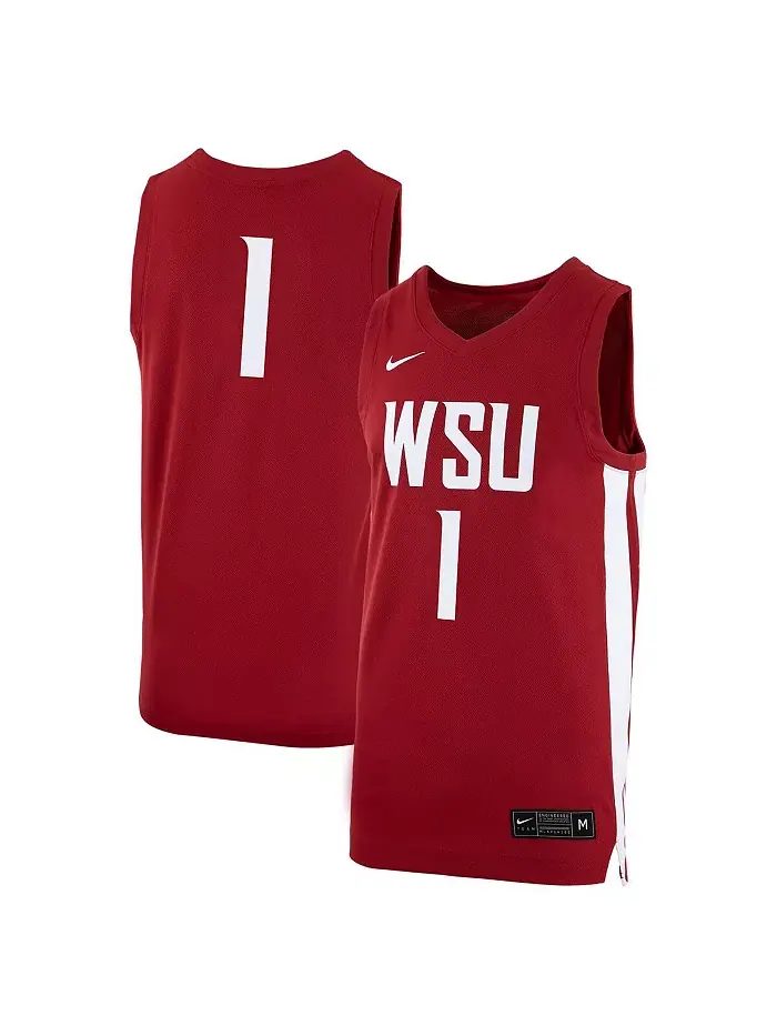 Мужская баскетбольная майка №1 Crimson Washington State Cougars с логотипом-репликой Nike — изображение 1 из 3