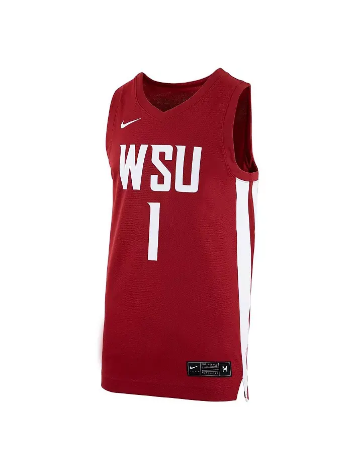 Мужская баскетбольная майка №1 Crimson Washington State Cougars с логотипом-репликой Nike — изображение 3 из 3