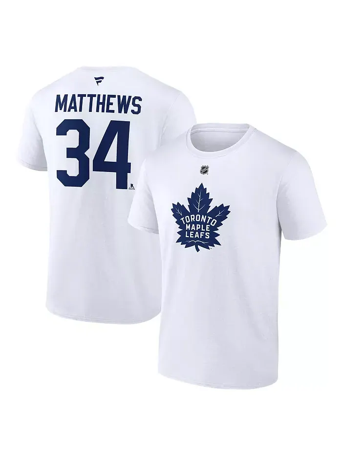 Мужская футболка Auston Matthews White Toronto Maple Leaf's Authentic Stack Name Number Fanatics — изображение 1 из 3