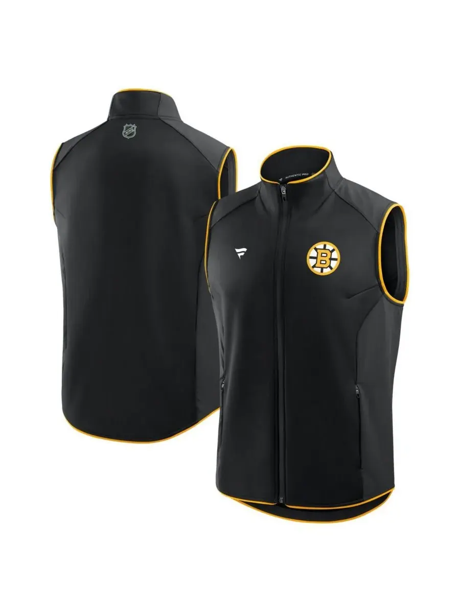 Fanatics Мужской черный жилет Boston Bruins на молнии, аутентичный для профессионального катка — изображение 1 из 3