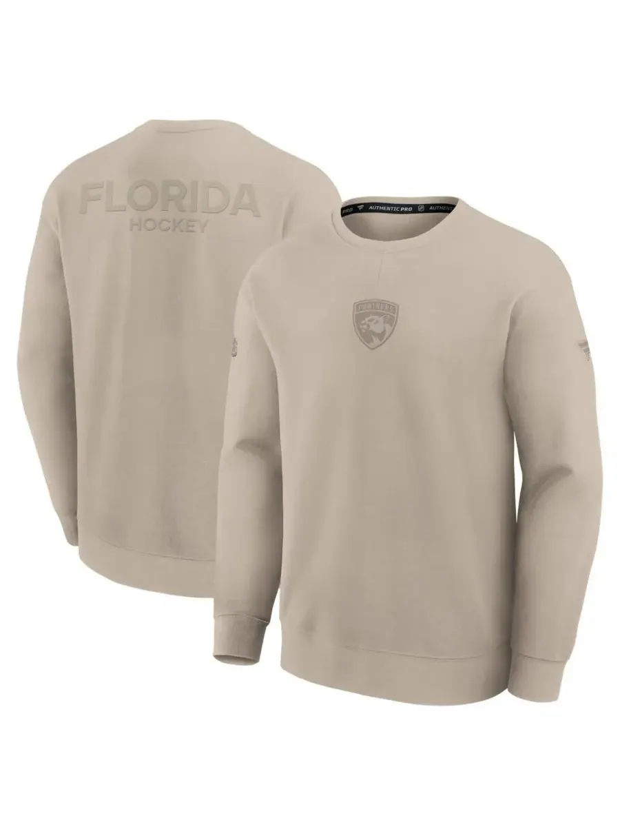 Fanatics Мужская толстовка бежевого цвета с символикой Florida Panthers Authentic Pro Road Tri-Blend