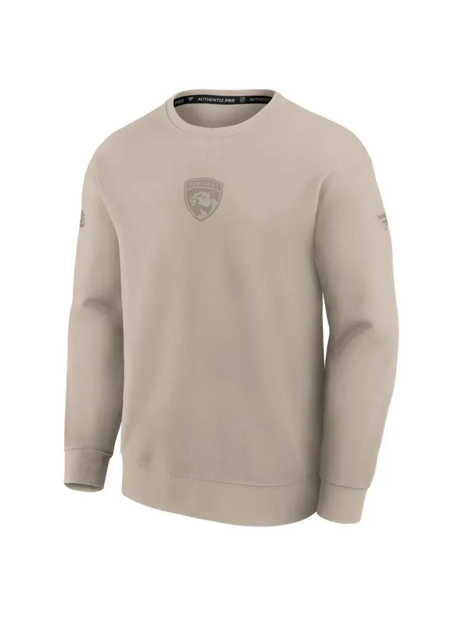Fanatics Мужская толстовка бежевого цвета с символикой Florida Panthers Authentic Pro Road Tri-Blend — изображение 2 из 3