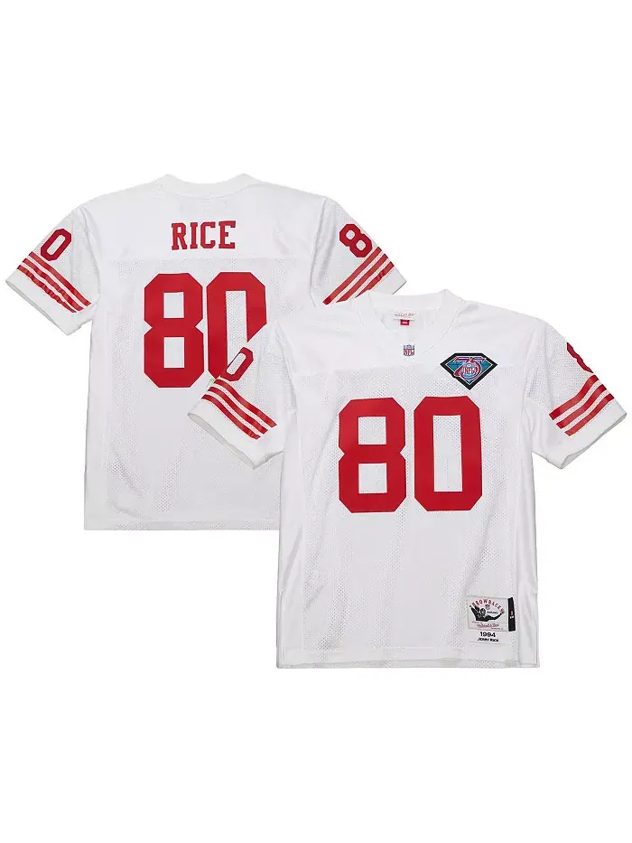 Мужская джерси Jerry Rice в белом цвете San Francisco 49ers, аутентичная ретро-модель 1994 года