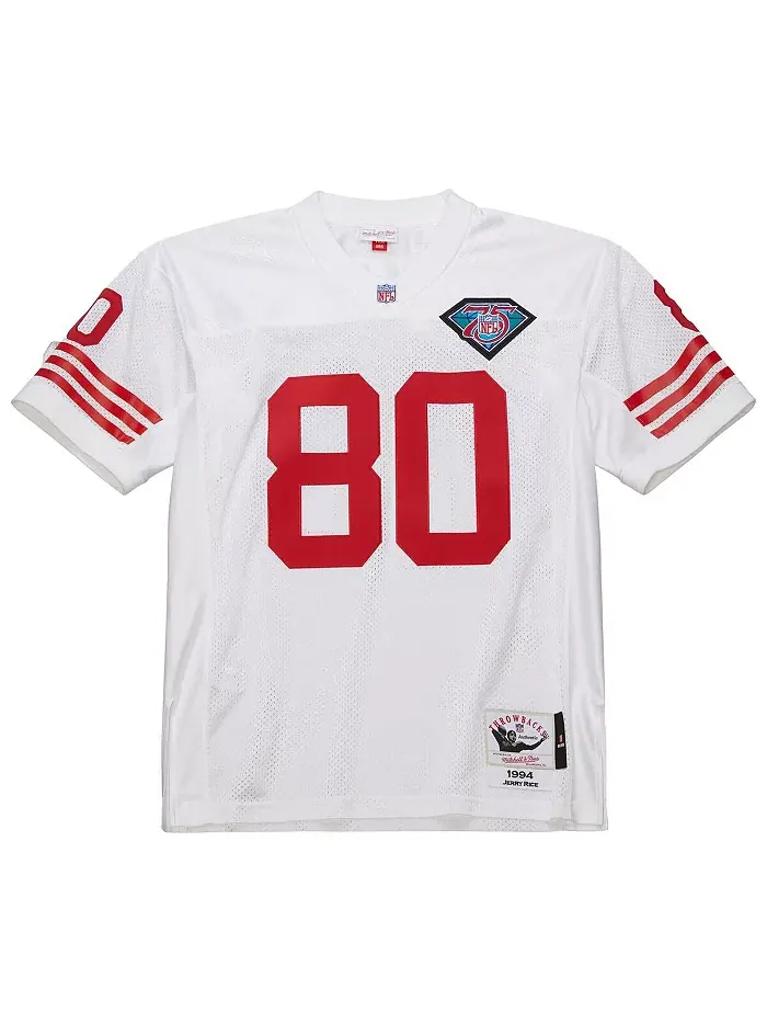 Мужская джерси Jerry Rice в белом цвете San Francisco 49ers, аутентичная ретро-модель 1994 года — изображение 4 из 5