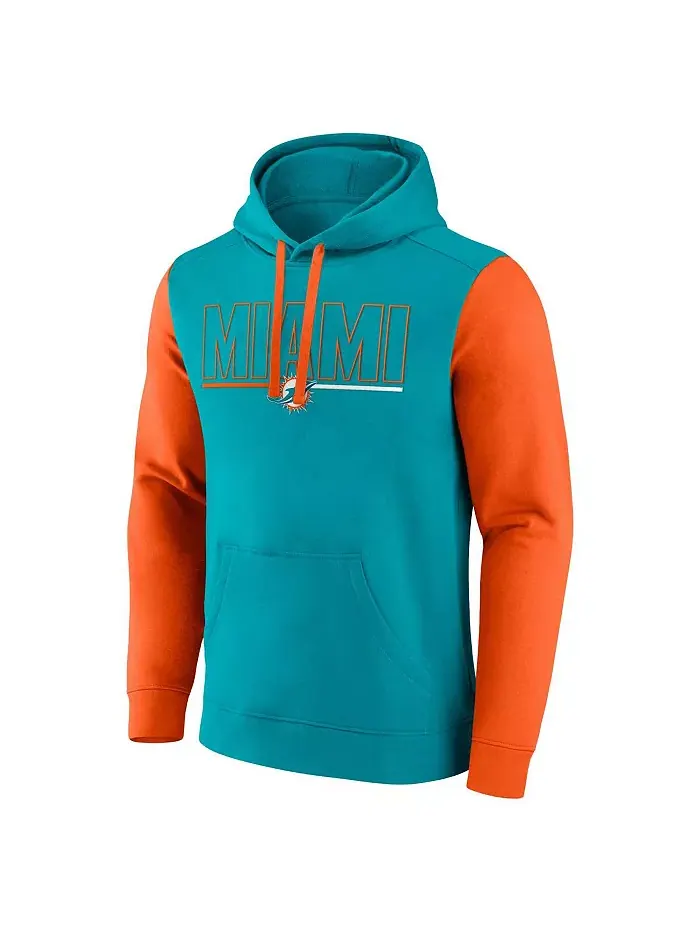 Мужская толстовка с капюшоном Aqua Miami Dolphins Big Tall Outline Fanatics — изображение 3 из 3
