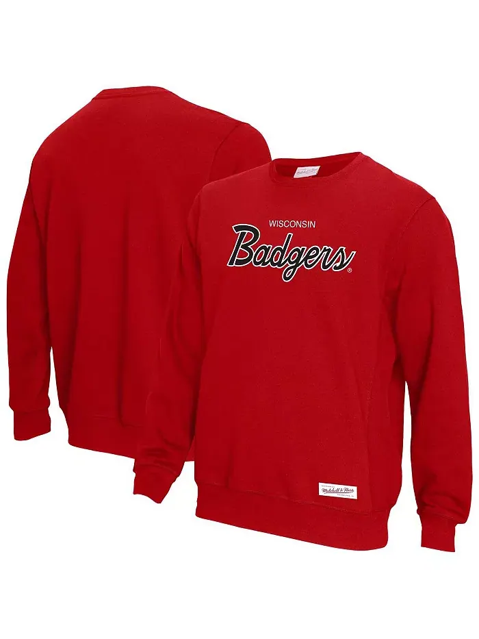 Мужская элитная толстовка с надписью Wisconsin Badgers, красная Mitchell & Ness