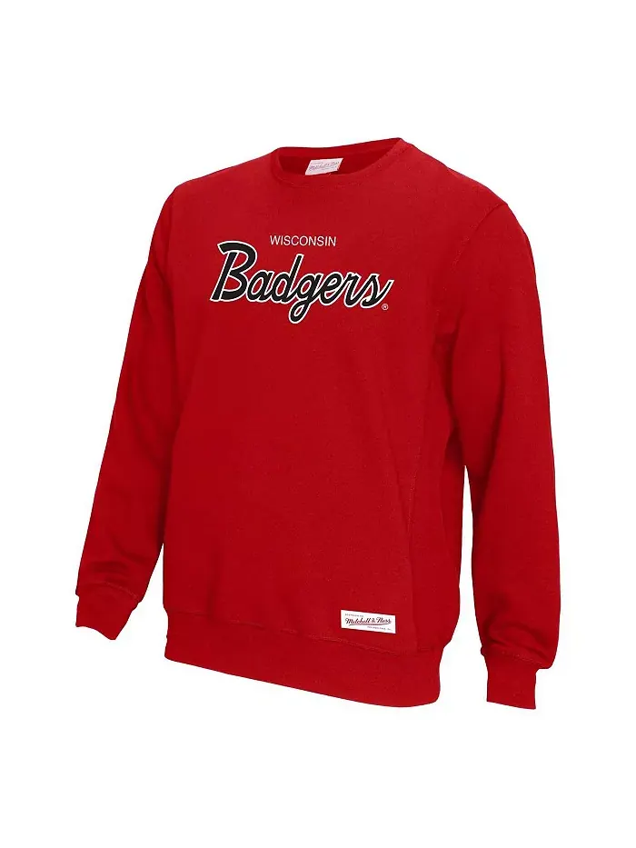 Мужская элитная толстовка с надписью Wisconsin Badgers, красная Mitchell & Ness — изображение 3 из 3