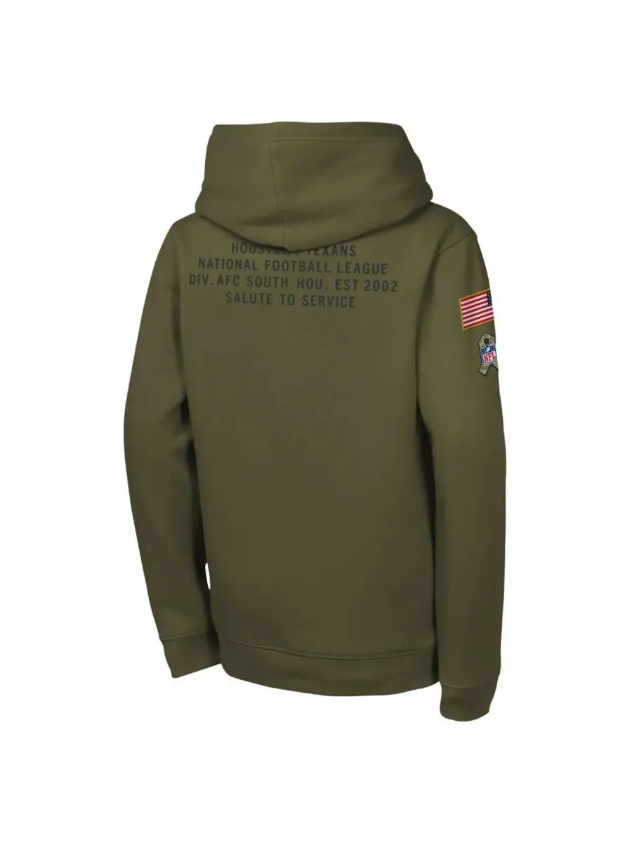 Nike Толстовка с капюшоном из флиса "Big Boys and Girls Olive Houston Texans 2025 Salute to Service — изображение 2 из 3