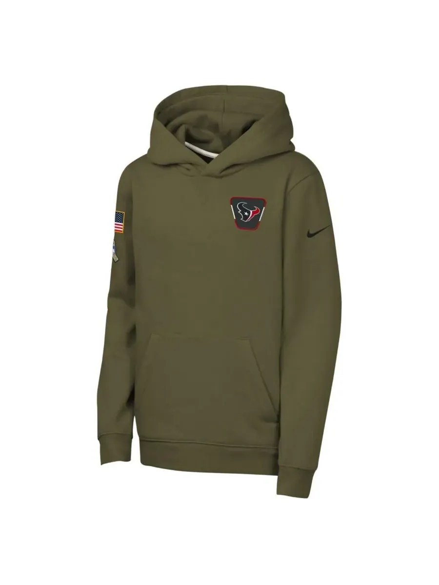 Nike Толстовка с капюшоном из флиса "Big Boys and Girls Olive Houston Texans 2025 Salute to Service — изображение 3 из 3