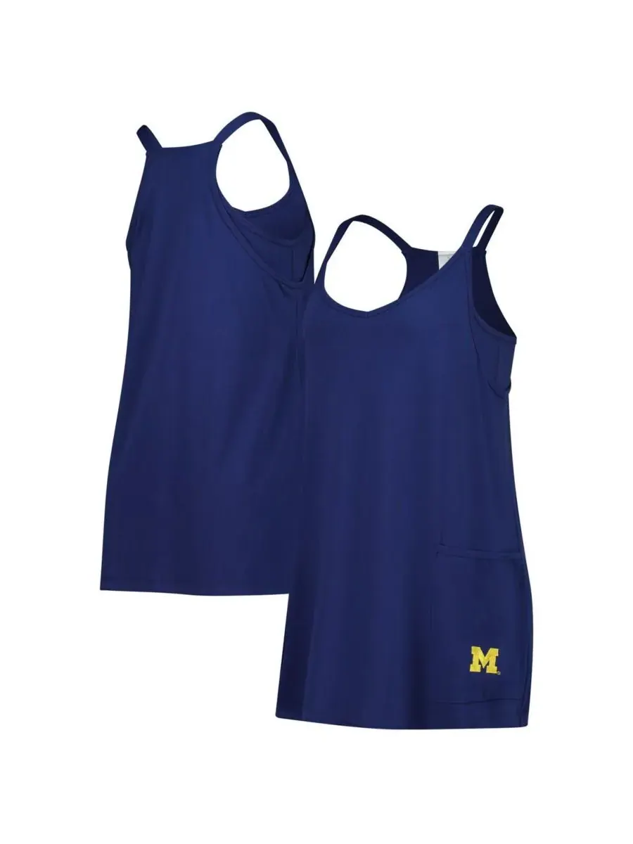 ZooZatz Женское темно-синее спортивное платье-шорты с карманами Michigan Wolverines Active — изображение 1 из 4, темно-синий