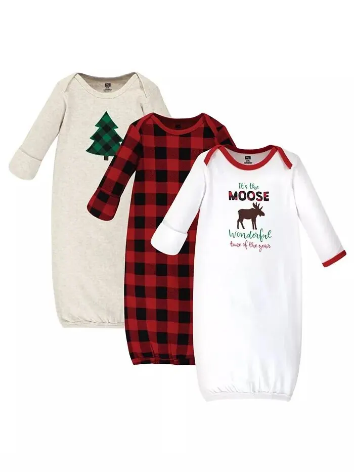 Хлопковые платья с длинными рукавами для маленьких мальчиков, 3 шт., Moose Wonderful Time, 0–6 — изображение 1 из 2