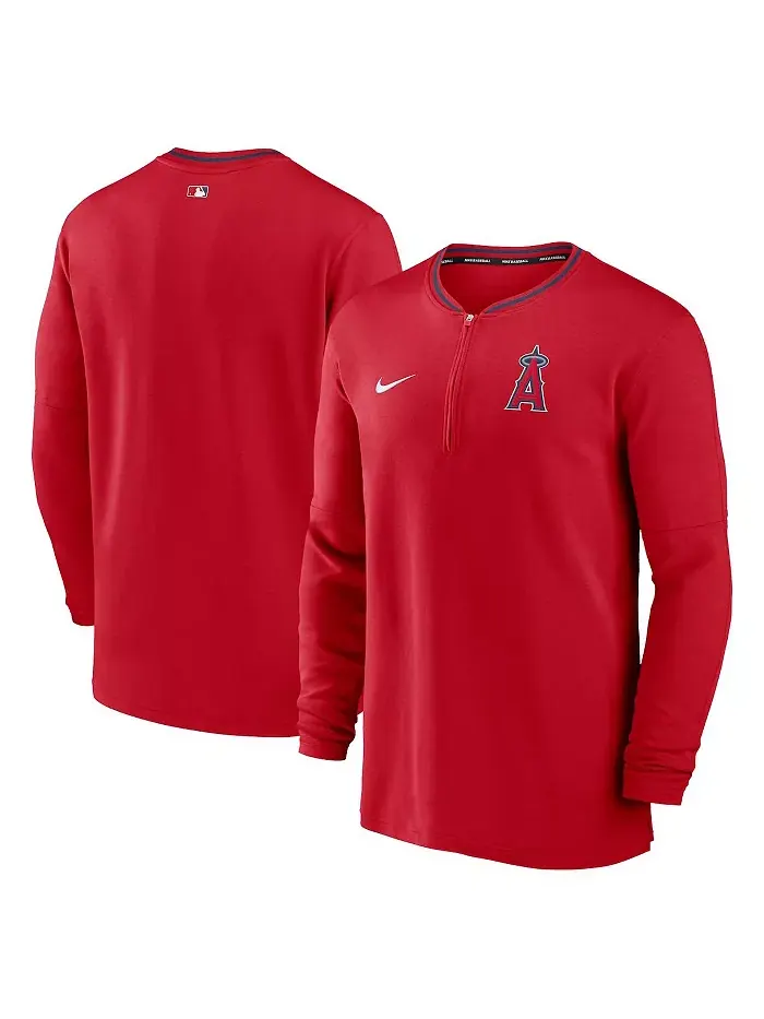 Мужская красная толстовка с полузастежкой Authentic Collection Performance Los Angeles Angels Nike — изображение 1 из 3