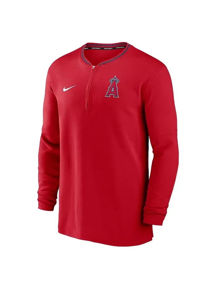 Мужская красная толстовка с полузастежкой Authentic Collection Performance Los Angeles Angels Nike — изображение 3 из 3