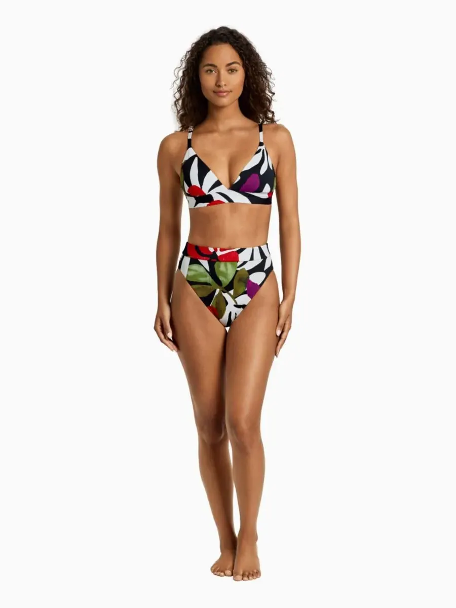 Женские плавки с высокой талией и эластичным поясом Lauren Ralph Lauren, Modern Jungle Floral — изображение 2 из 3