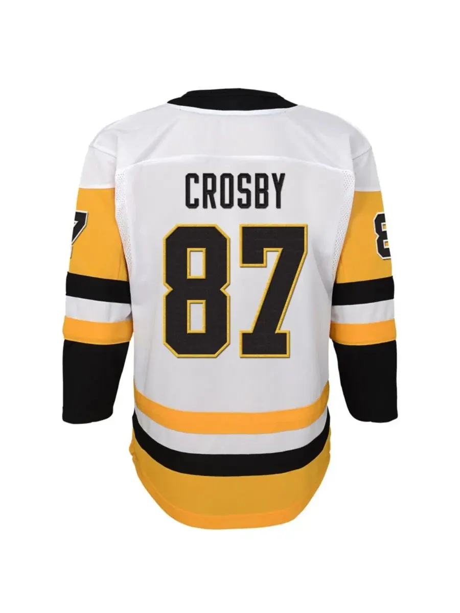 Детская футболка-джерси с длинным рукавом Sidney Crosby Pittsburgh Penguins Away Captain's Patch — изображение 2 из 3, белый