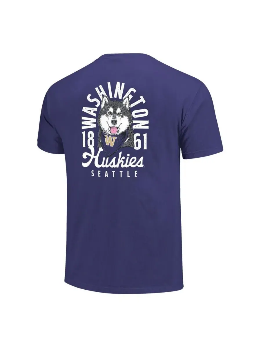 Image One Мужская фиолетовая футболка Washington Huskies Comfort Colors с изображением талисмана — изображение 3 из 3