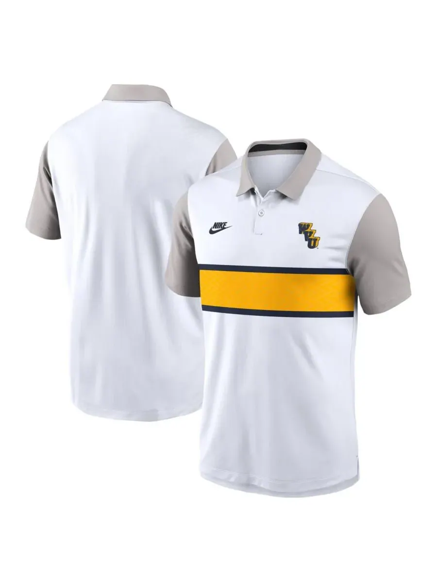 Nike Мужская белая/серая поло-рубашка West Virginia Mountaineers Athletic Prep Legacy Logo Vapor — изображение 1 из 3