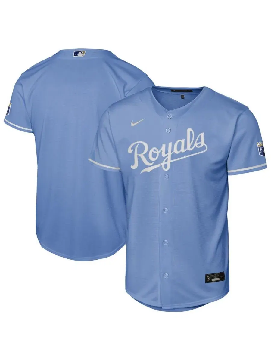 Детская футболка-джерси с коротким рукавом Alternate Light Blue Kansas City Royals Stadium Nike — изображение 1 из 3