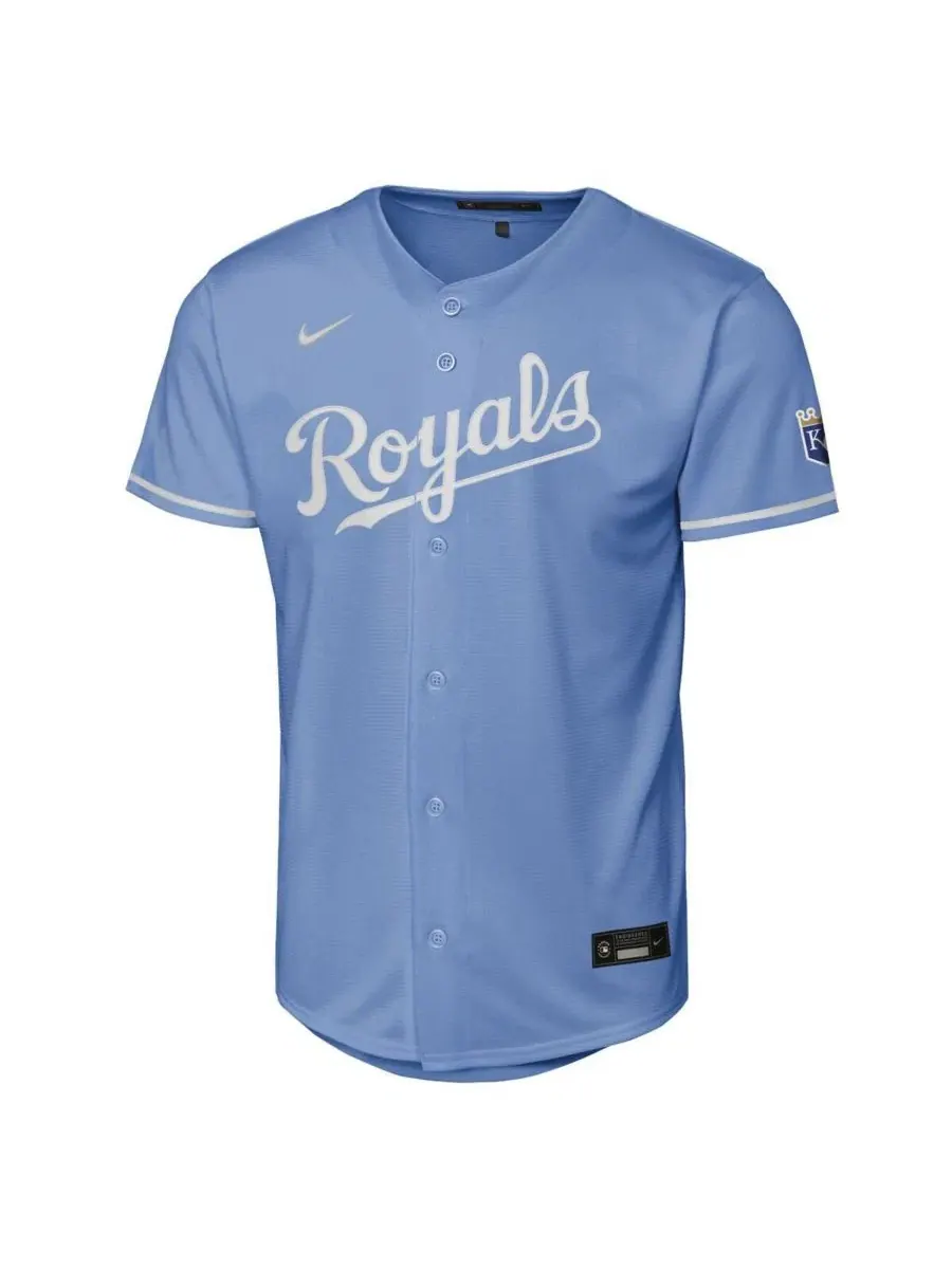 Детская футболка-джерси с коротким рукавом Alternate Light Blue Kansas City Royals Stadium Nike — изображение 2 из 3