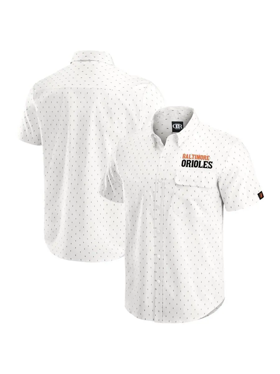 Мужская рубашка с принтом Baltimore Orioles, модель Printed Button-Down Shirt Darius Rucker — изображение 1 из 4, бежевый