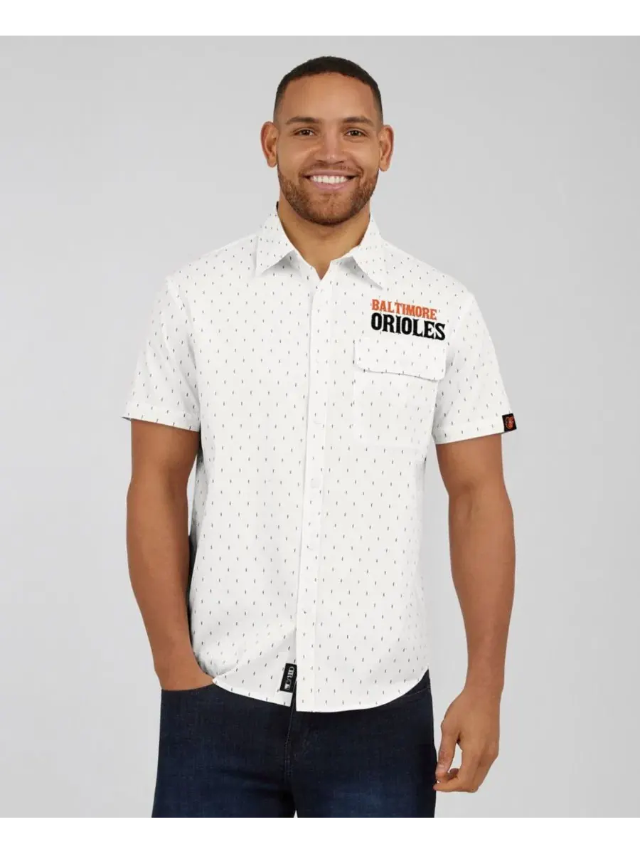Мужская рубашка с принтом Baltimore Orioles, модель Printed Button-Down Shirt Darius Rucker — изображение 4 из 4, бежевый
