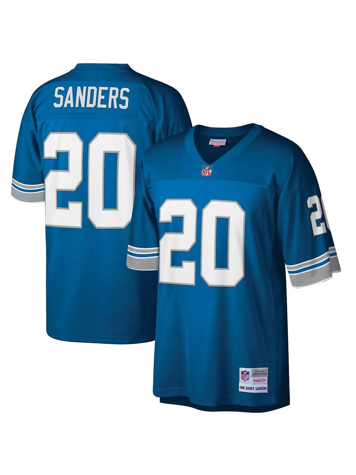Мужская футболка barry sanders blue detroit lions big and tall 1996 года, копия игрока на пенсии